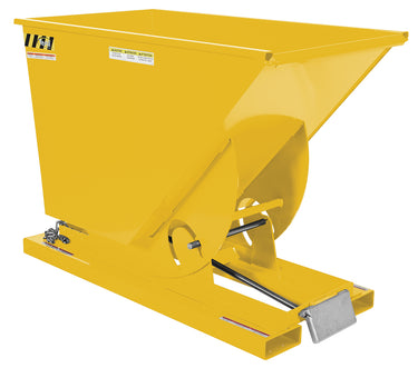 3/4 CuYd 70 Degree Medium Duty Self Dumping Hopper w/ Bumper Release - Yellow